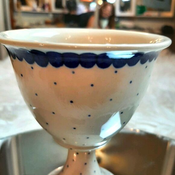 Poland Vintage Pottery Hand Made  Ceramic Goblet  #12 - Picture 3 of 7
